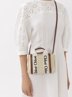 Sacs À Bandoulière-Chloé Mini Sac Cabas Woody A Bandoulière Brown - Beige 1