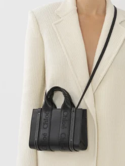 Sacs À Bandoulière-Chloé Mini Sac Cabas Woody A Bandoulière Noir