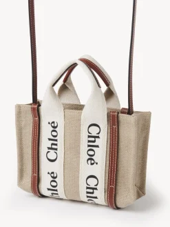 Sacs À Bandoulière-Chloé Mini Sac Cabas Woody A Bandoulière White - Brown 1