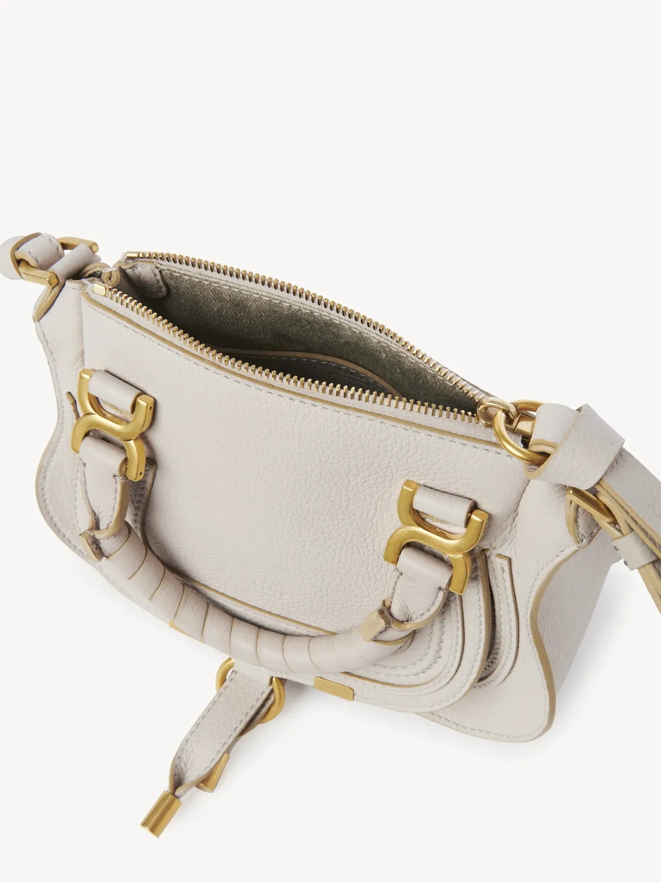 Sacs À Bandoulière-Chloé Mini Sac Double Porte Marcie Wild Grey