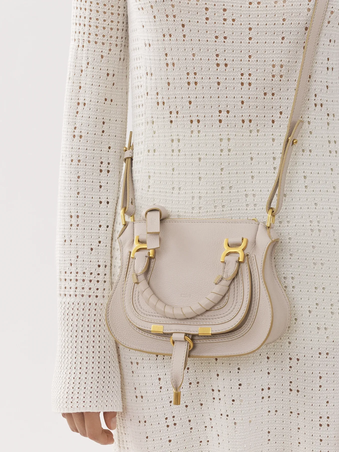 Sacs À Bandoulière-Chloé Mini Sac Double Porte Marcie Wild Grey