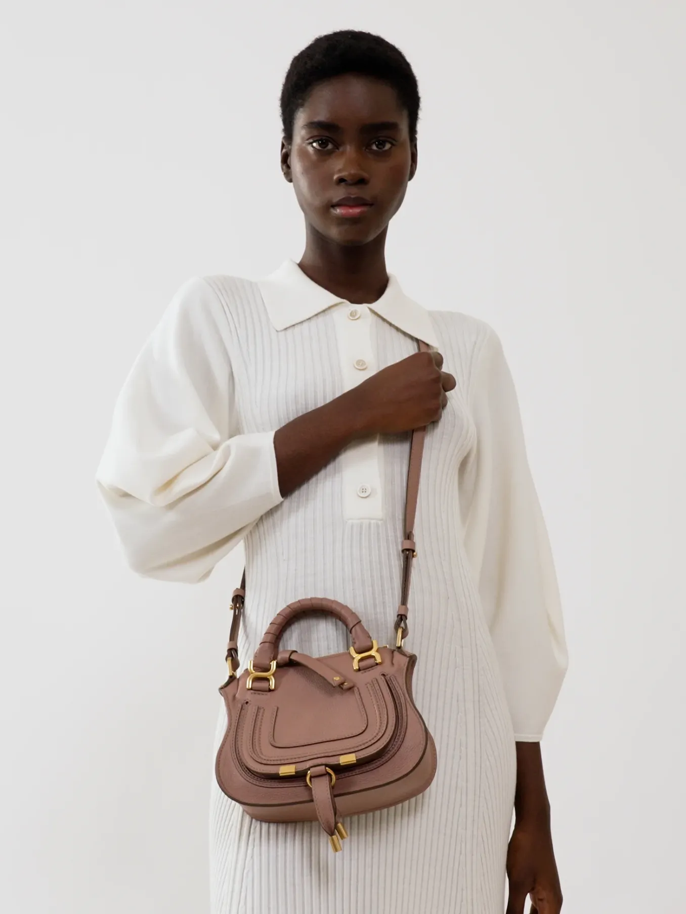 Sacs À Bandoulière-Chloé Mini Sac Double Porte Marcie Woodrose