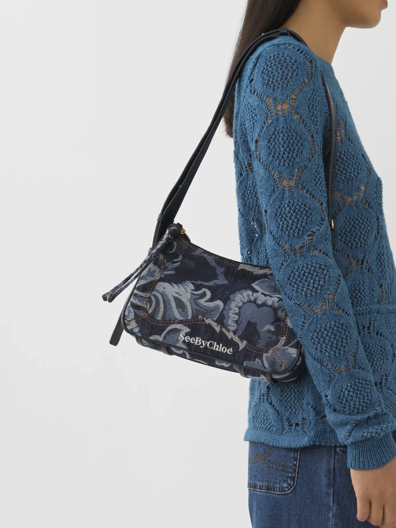 Sacs Porté Épaule-Chloé Mini Sac Hobo Hana Denim