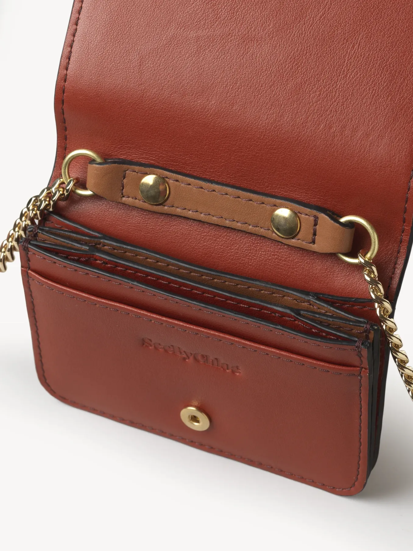 Pochettes-Chloé Mini Sac Porte-Cartes Layers Burnt Henna