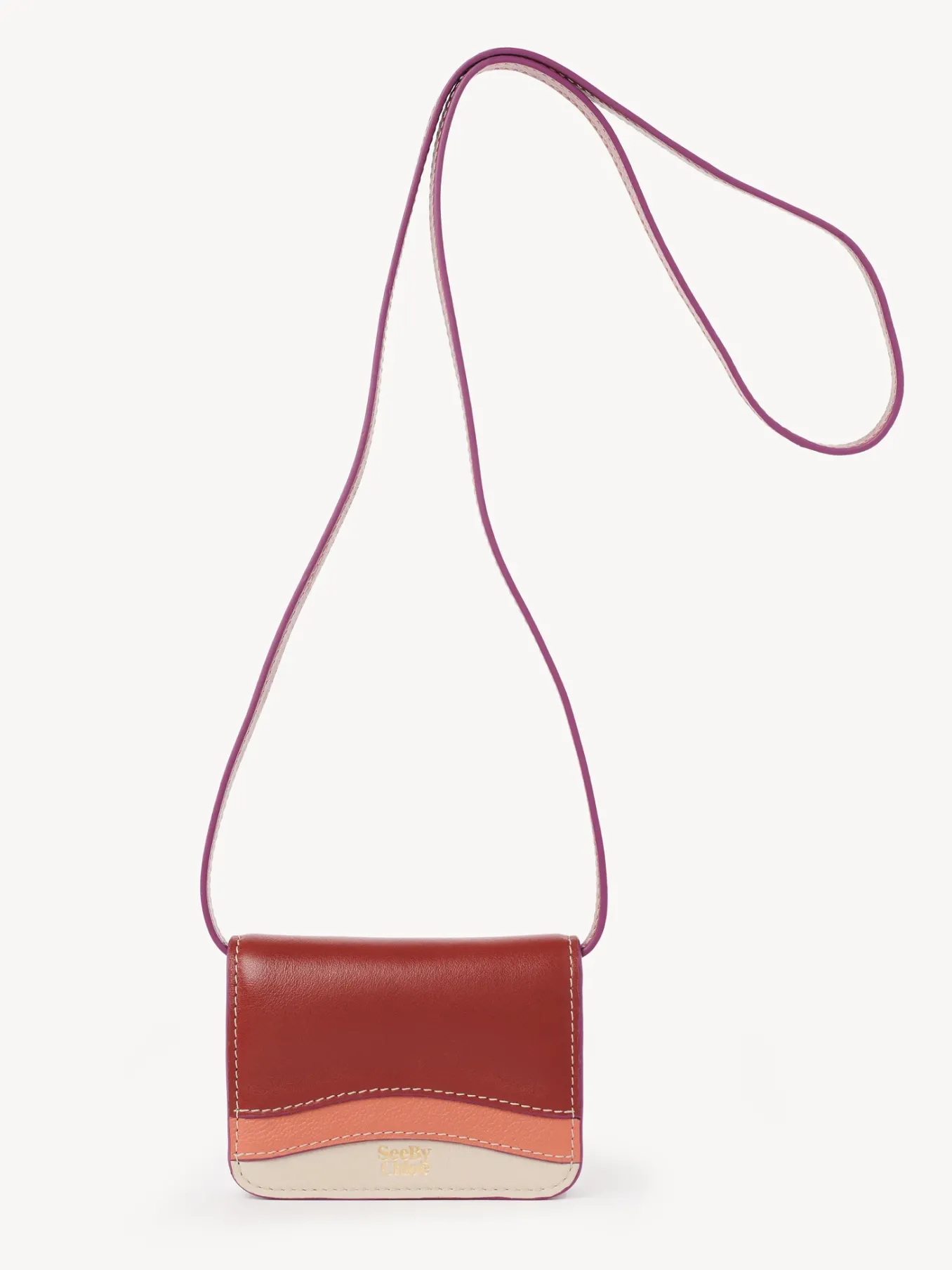 Pochettes-Chloé Mini Sac Porte-Cartes Layers Cement Beige