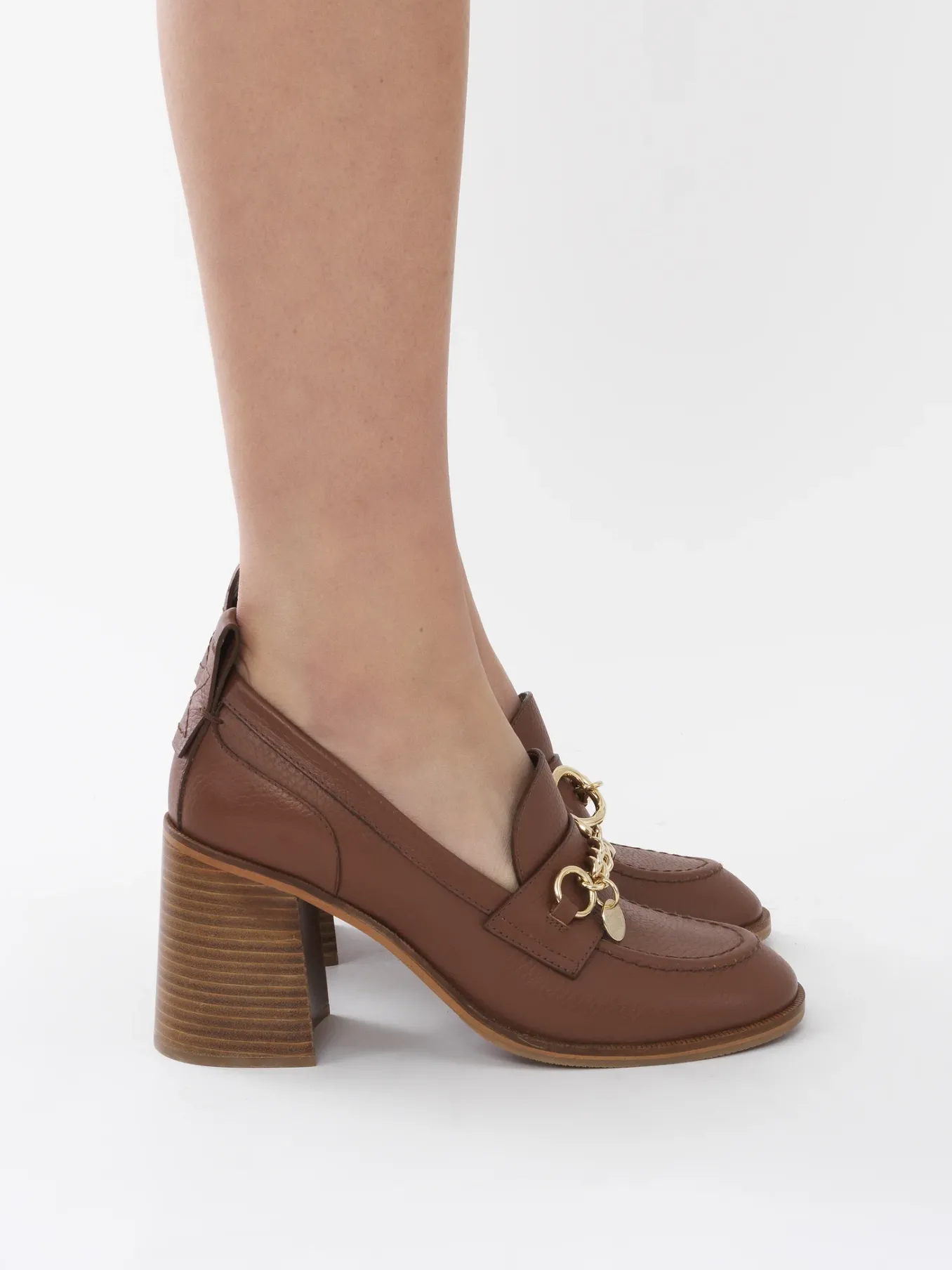 Sandales Et Espadrilles-Chloé Mocassins A Talon Aryel Cognac