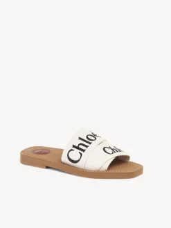Tenues De Plage-Chloé Mules Plates Woody Blanc
