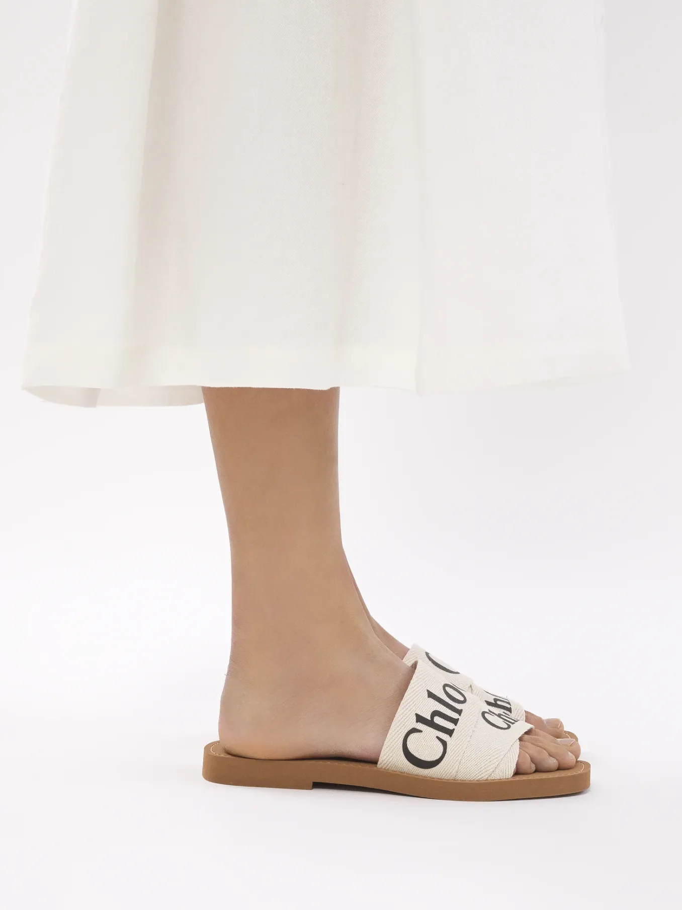 Tenues De Plage-Chloé Mules Plates Woody Blanc