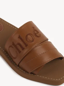 Tenues De Plage-Chloé Mules Plates Woody Caramello