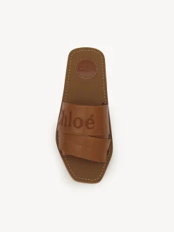 Tenues De Plage-Chloé Mules Plates Woody Caramello