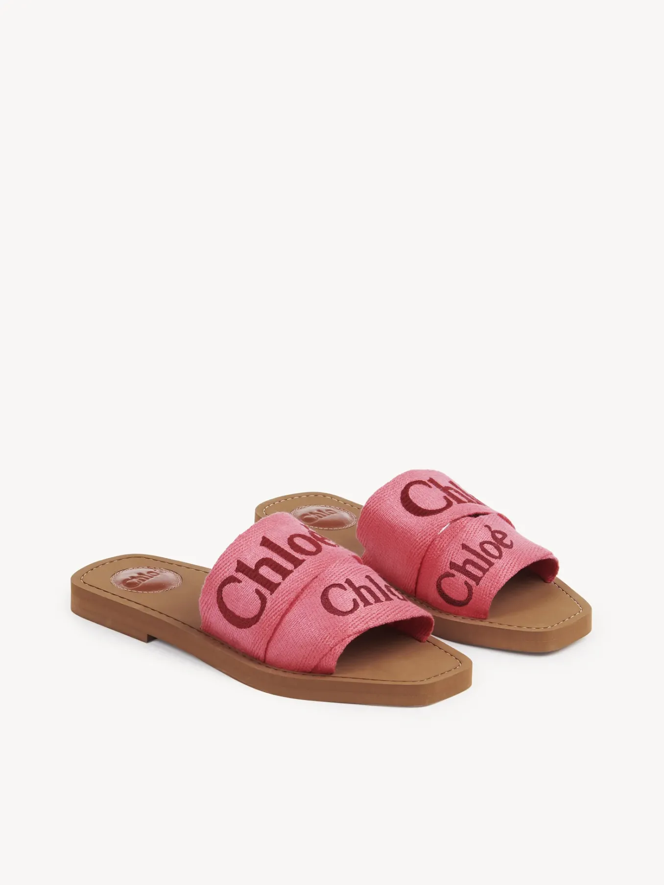 Tenues De Plage-Chloé Mules Plates Woody Pink - Red 1