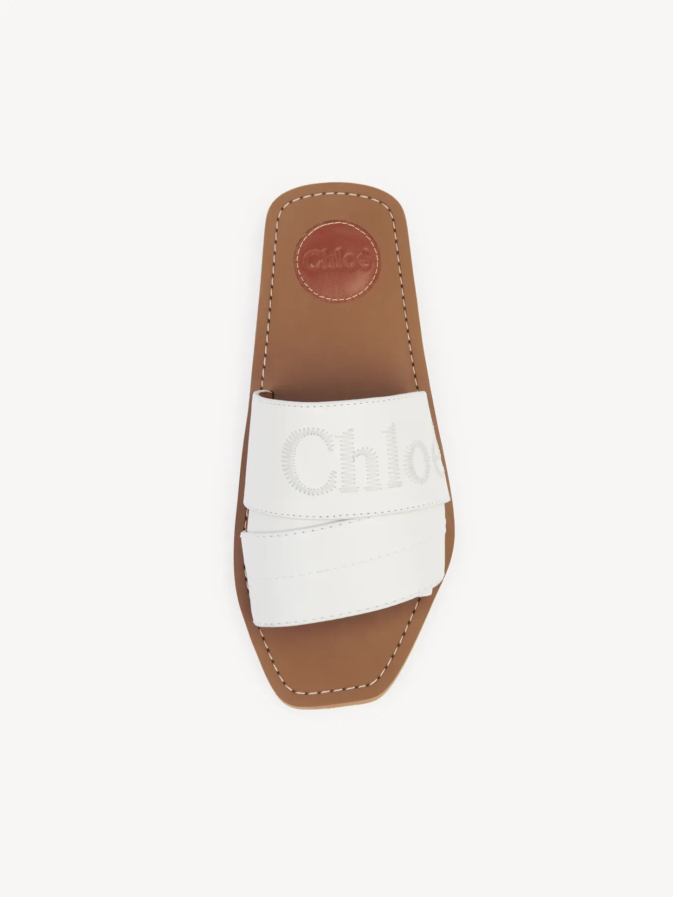 Tenues De Plage-Chloé Mules Plates Woody Blanc