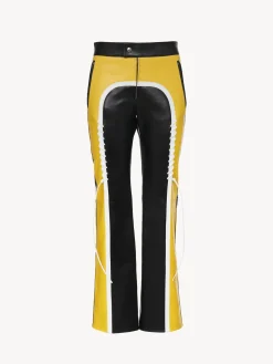 Pantalons Et Shorts-Chloé Pantalon Biker Court A Lacets Black - Yellow 1