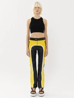 Pantalons Et Shorts-Chloé Pantalon Biker Court A Lacets Black - Yellow 1