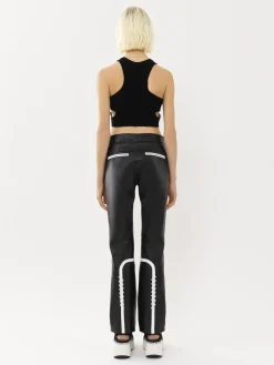 Pantalons Et Shorts-Chloé Pantalon Biker Court A Lacets Black - Yellow 1