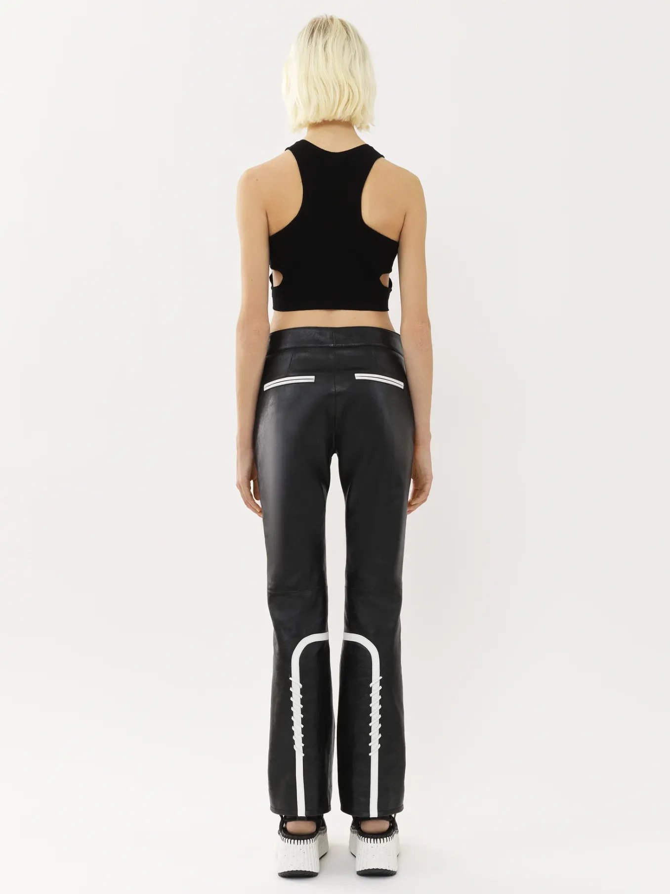 Pantalons Et Shorts-Chloé Pantalon Biker Court A Lacets Black - Yellow 1
