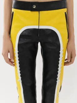 Pantalons Et Shorts-Chloé Pantalon Biker Court A Lacets Black - Yellow 1