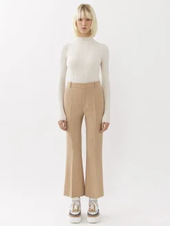 Pantalons Et Shorts-Chloé Pantalon Bootcut Court Soft Tan