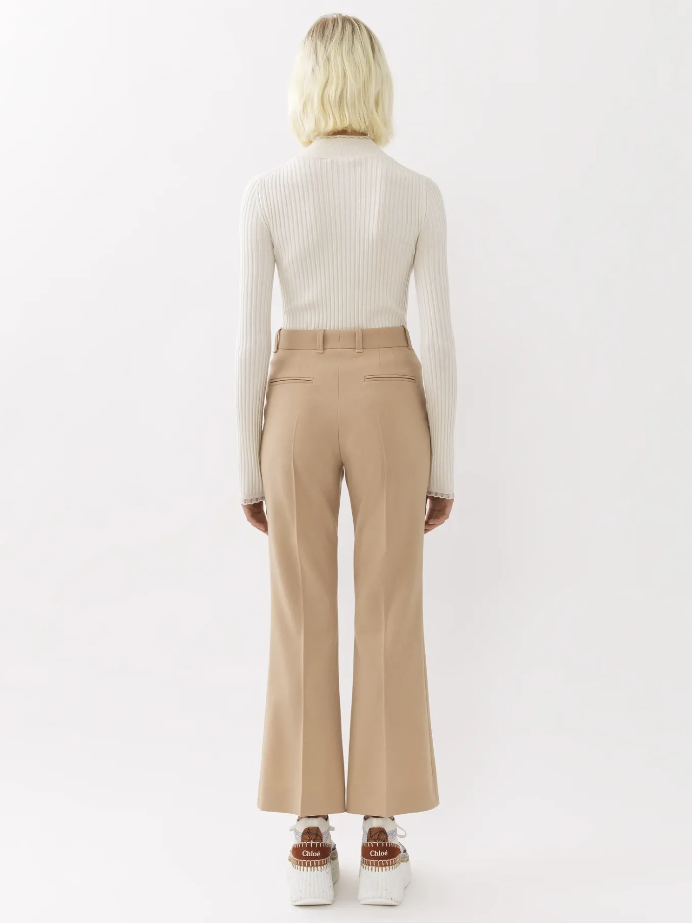 Pantalons Et Shorts-Chloé Pantalon Bootcut Court Soft Tan