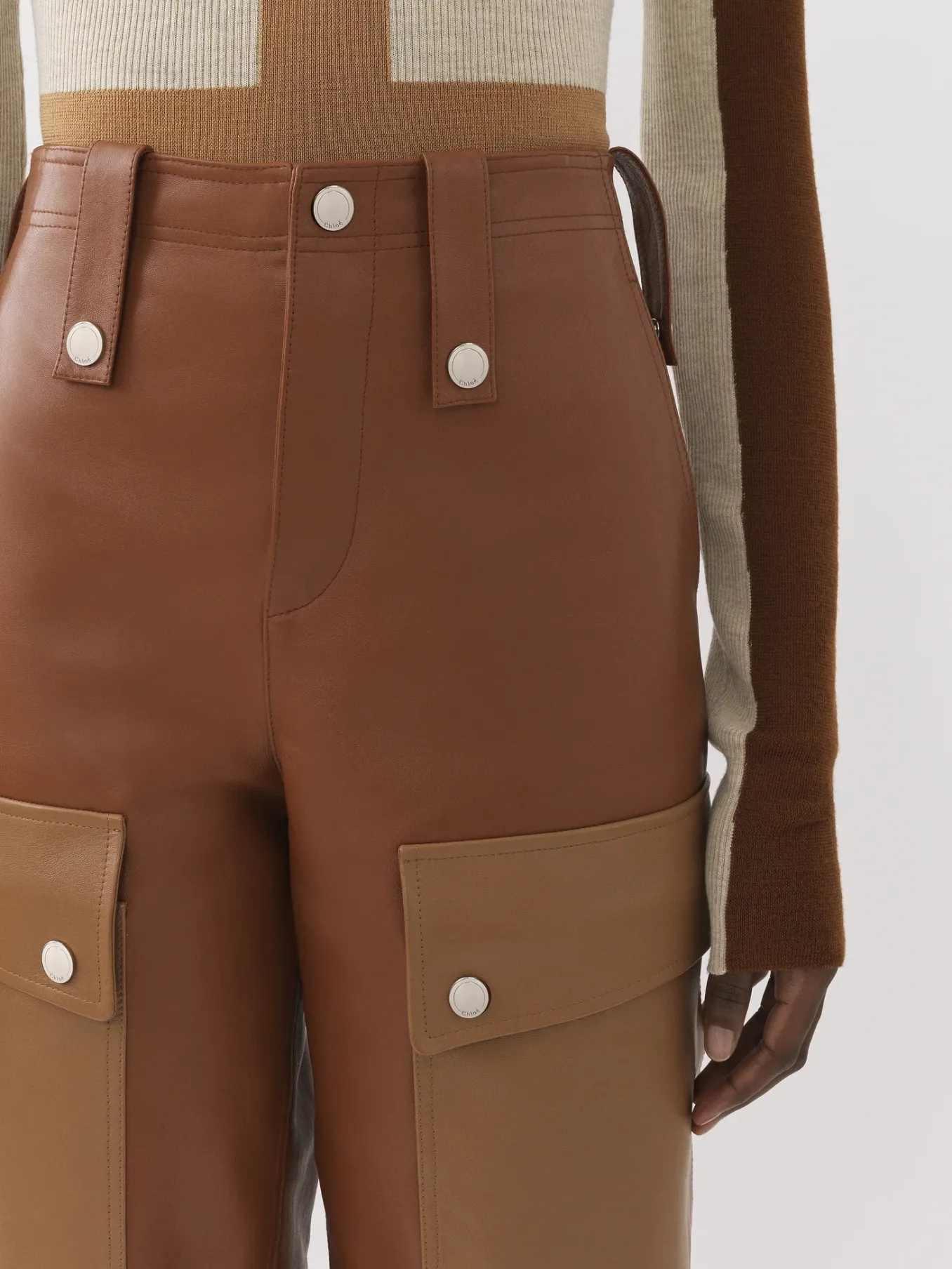 Pantalons Et Shorts-Chloé Pantalon Cargo Fusele Multicolor Brown 1