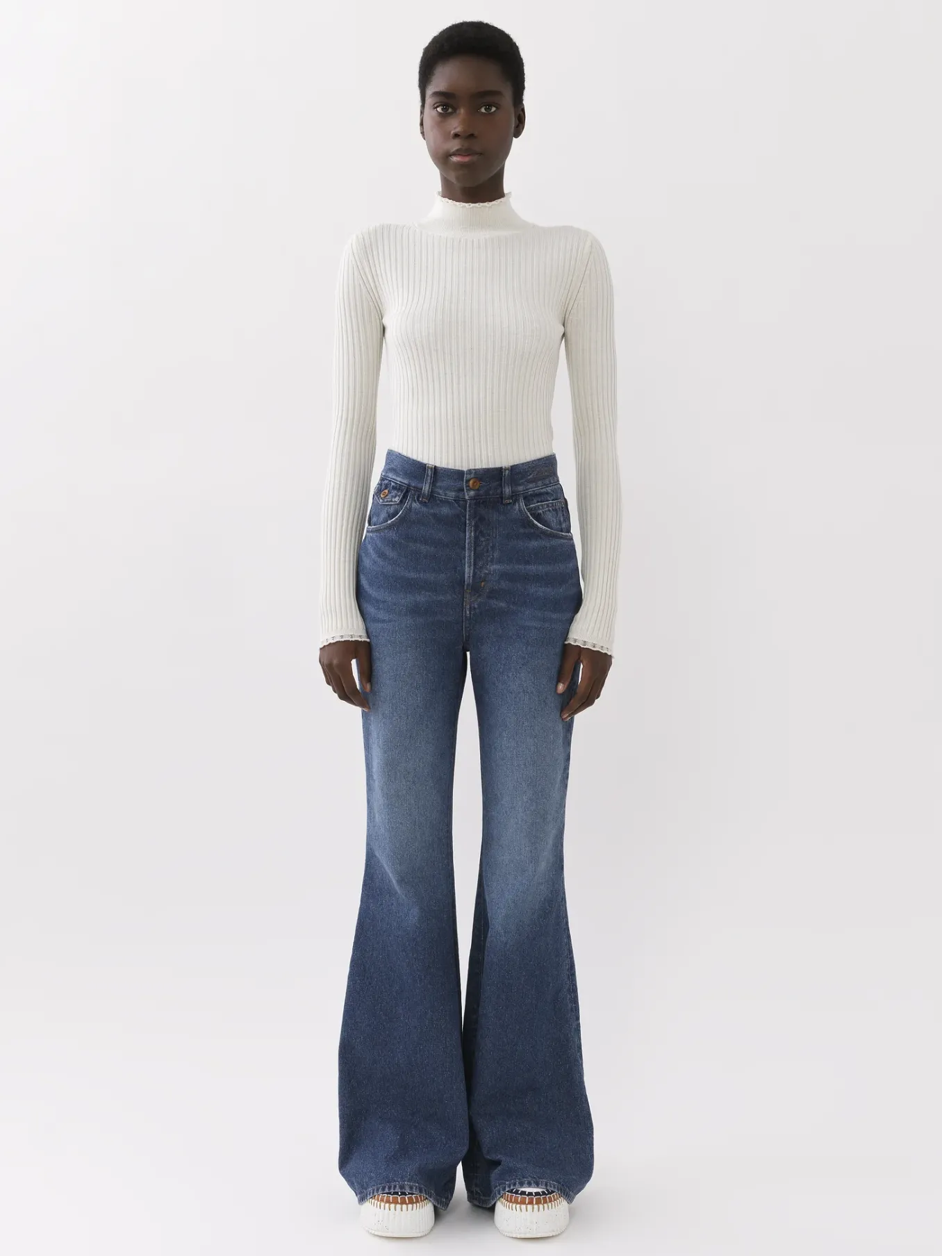 Pantalons Et Shorts-Chloé Pantalon Cloche « Merapi » Faded Denim