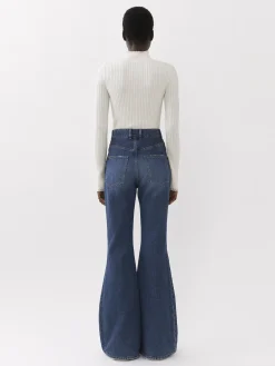 Pantalons Et Shorts-Chloé Pantalon Cloche « Merapi » Faded Denim
