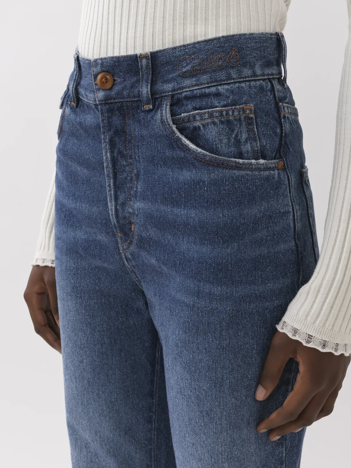 Pantalons Et Shorts-Chloé Pantalon Cloche « Merapi » Faded Denim