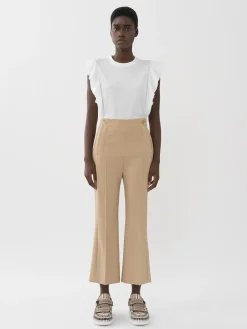 Pantalons Et Shorts-Chloé Pantalon Court A Pont Soft Tan