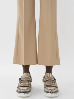 Pantalons Et Shorts-Chloé Pantalon Court A Pont Soft Tan
