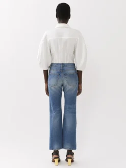 Pantalons Et Shorts-Chloé Pantalon Court Bootcut « Fuego » Foggy Blue