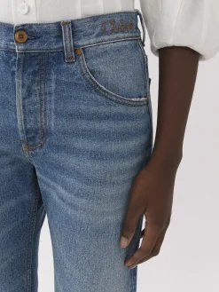 Pantalons Et Shorts-Chloé Pantalon Court Bootcut « Fuego » Foggy Blue
