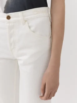 Pantalons Et Shorts-Chloé Pantalon Court Bootcut « Fuego » Blanc