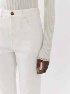 Pantalons Et Shorts-Chloé Pantalon Court Droit « Masaya » Blanc