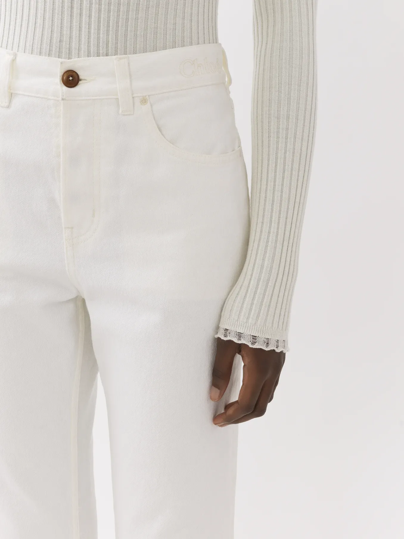 Pantalons Et Shorts-Chloé Pantalon Court Droit « Masaya » Blanc