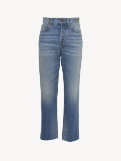 Pantalons Et Shorts-Chloé Pantalon Court Droit « Masaya » Foggy Blue