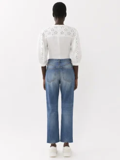 Pantalons Et Shorts-Chloé Pantalon Court Droit « Masaya » Foggy Blue