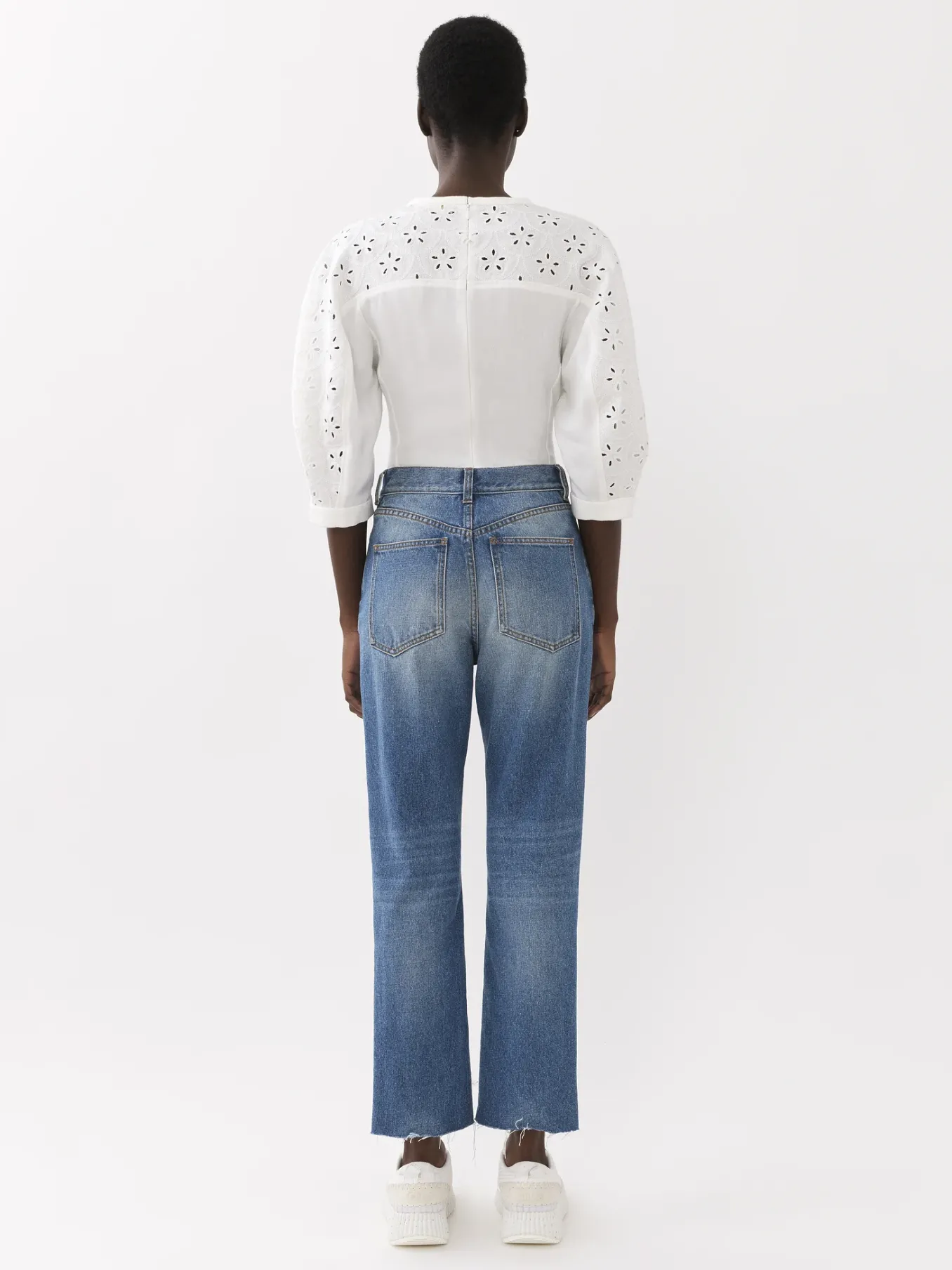 Pantalons Et Shorts-Chloé Pantalon Court Droit « Masaya » Foggy Blue