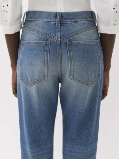 Pantalons Et Shorts-Chloé Pantalon Court Droit « Masaya » Foggy Blue