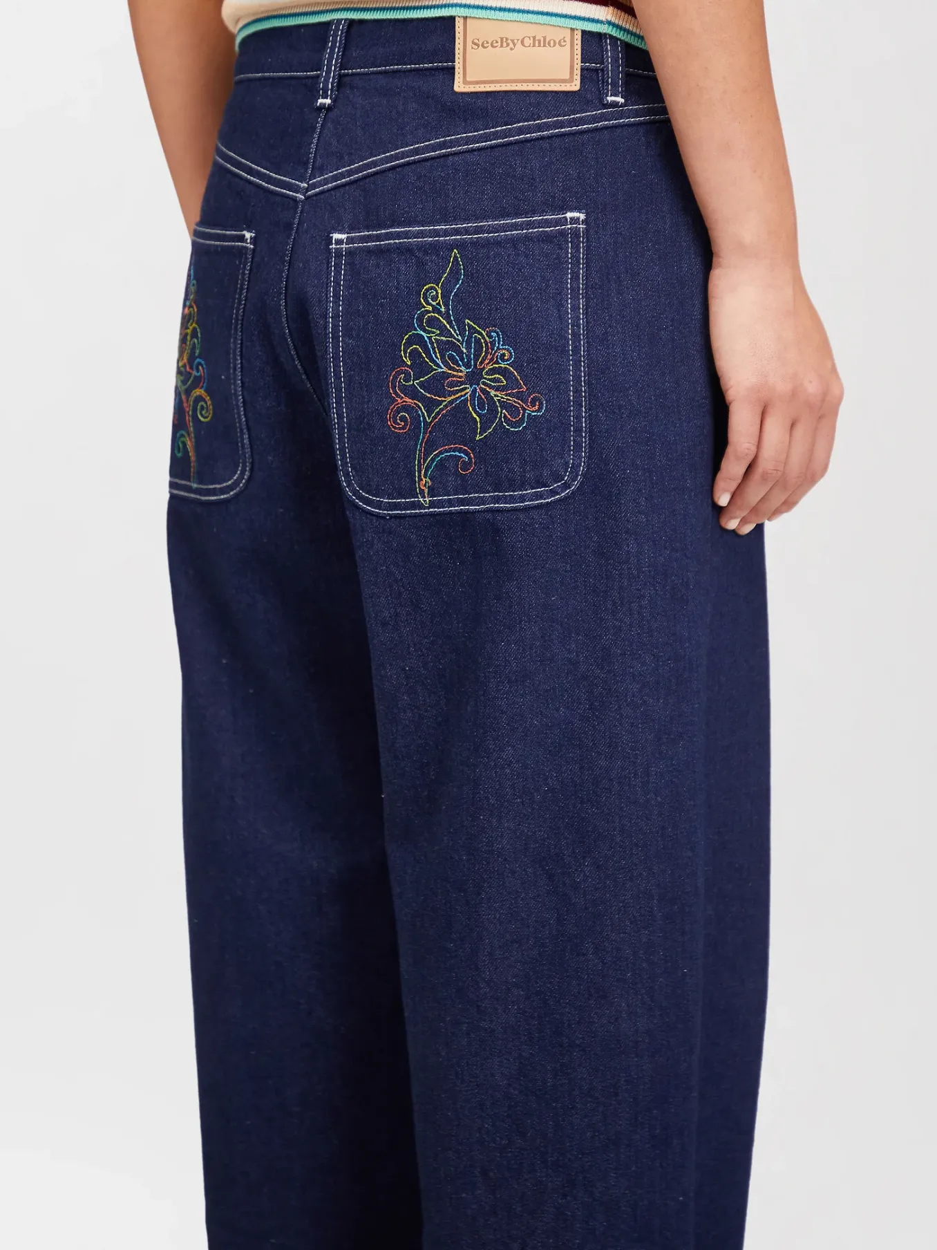 Vêtements-Chloé Pantalon Court Fusele Dark Denim