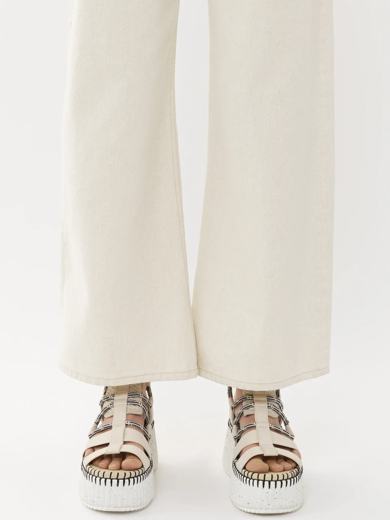 Pantalons Et Shorts-Chloé Pantalon Court Large « Stromboli » Iconic Milk