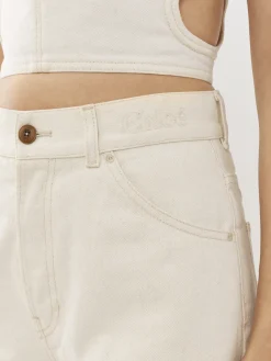 Pantalons Et Shorts-Chloé Pantalon Court Large « Stromboli » Iconic Milk