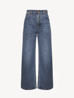 Pantalons Et Shorts-Chloé Pantalon Court Large « Stromboli » Dusky Blue