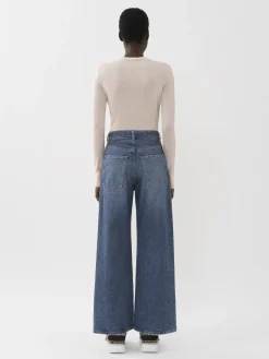 Pantalons Et Shorts-Chloé Pantalon Court Large « Stromboli » Dusky Blue