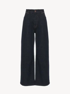 Pantalons Et Shorts-Chloé Pantalon Court Large « Stromboli » Iconic Navy