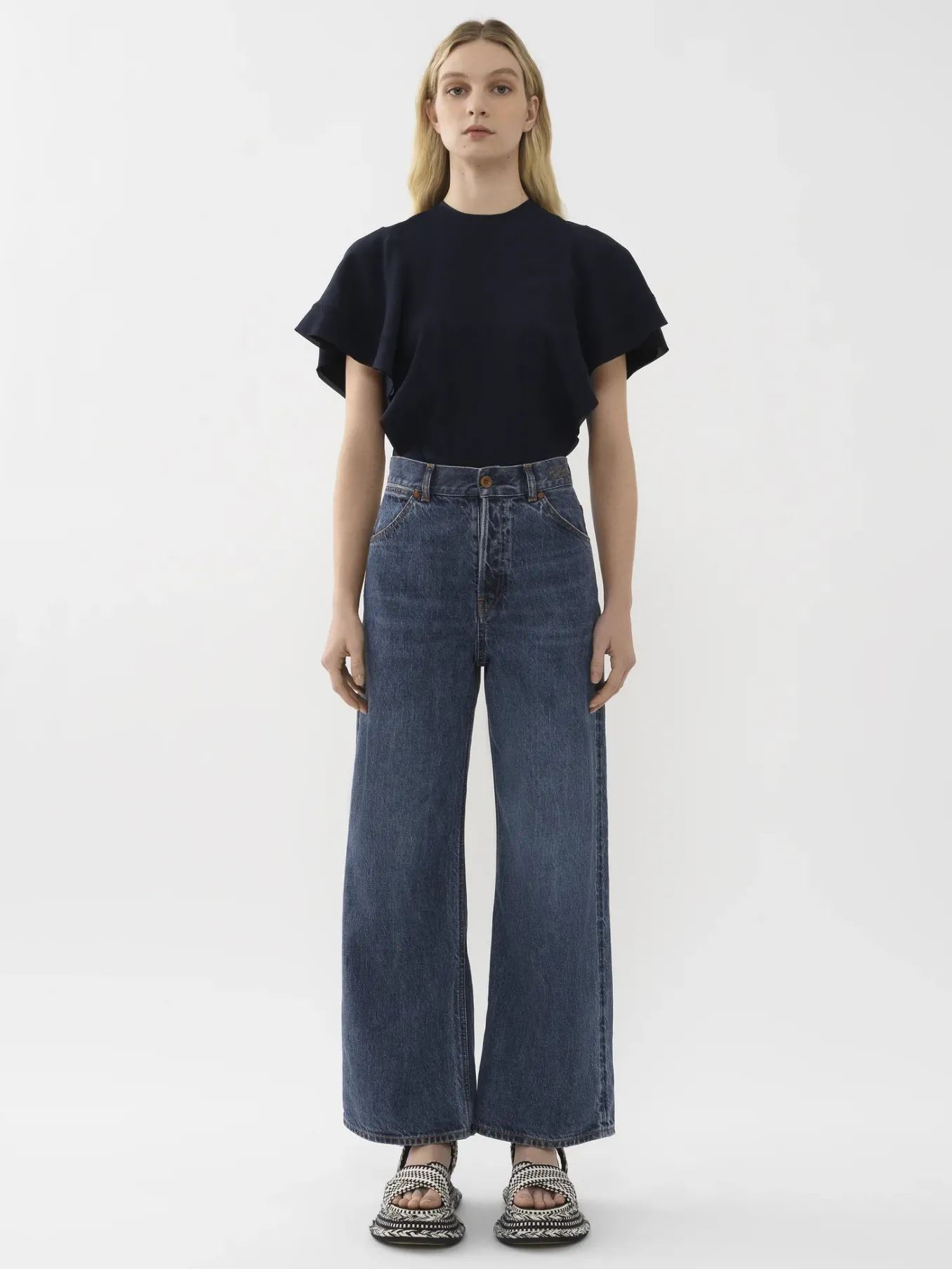 Pantalons Et Shorts-Chloé Pantalon Court Large « Stromboli » Dusky Blue