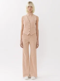 Pantalons Et Shorts-Chloé Pantalon De Costume Evase Misty Pink