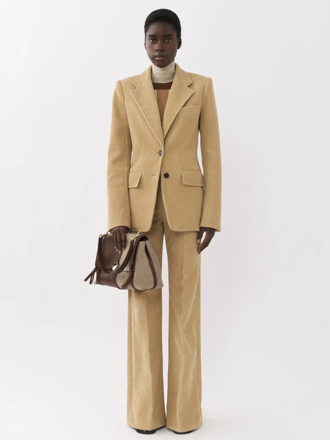 Pantalons Et Shorts-Chloé Pantalon De Costume Evase Pearl Beige