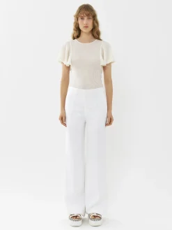 Pantalons Et Shorts-Chloé Pantalon De Costume Evase Blanc