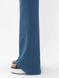 Pantalons Et Shorts-Chloé Pantalon De Costume Evase Opal Blue