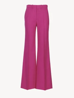 Pantalons Et Shorts-Chloé Pantalon De Costume Evase Raspberry Rose